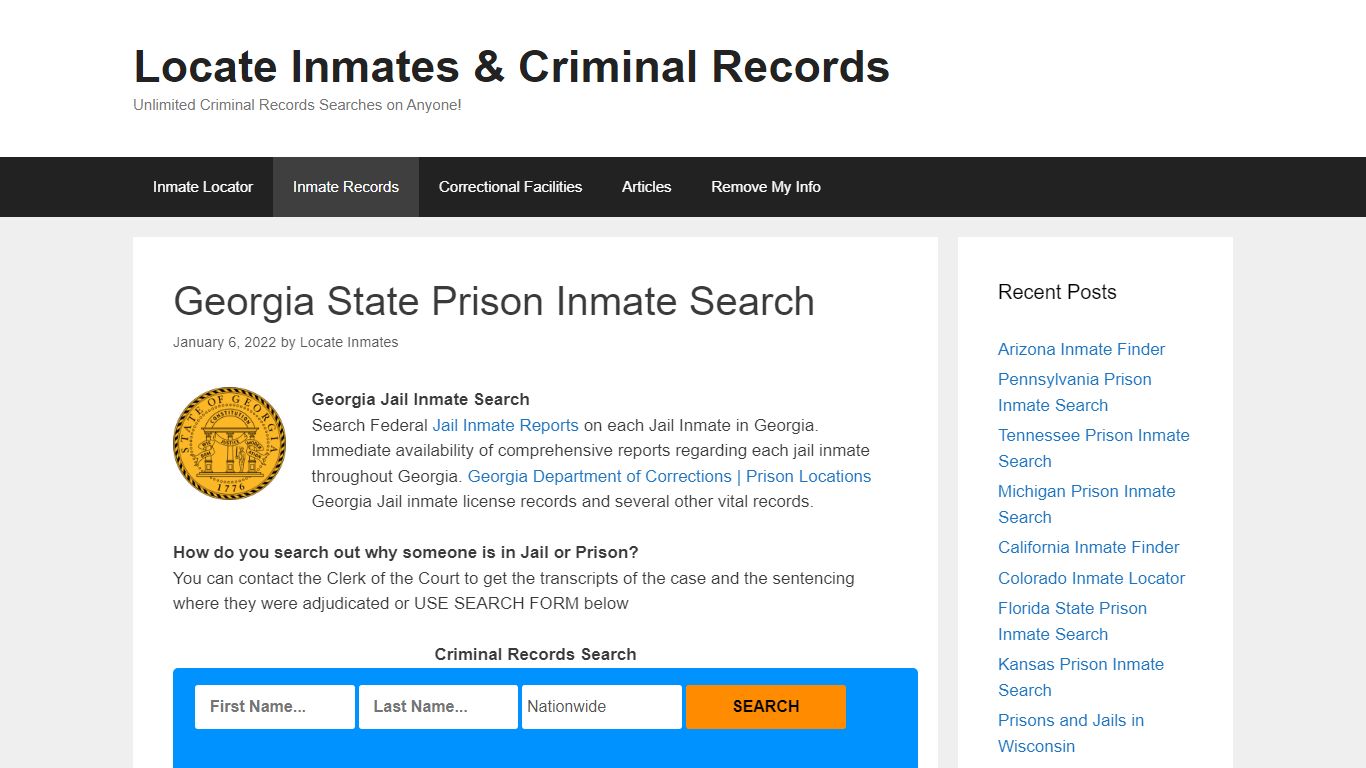 Georgia State Prison Inmate Search – Locate Inmates ...